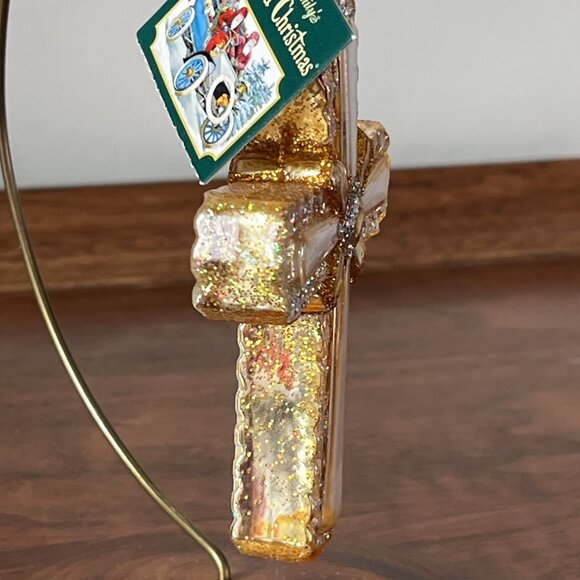 Old World Christmas "Holy Cross" Glass Ornament 2010 w/ Tag Gold & Silver Merck - Picture 5 of 8